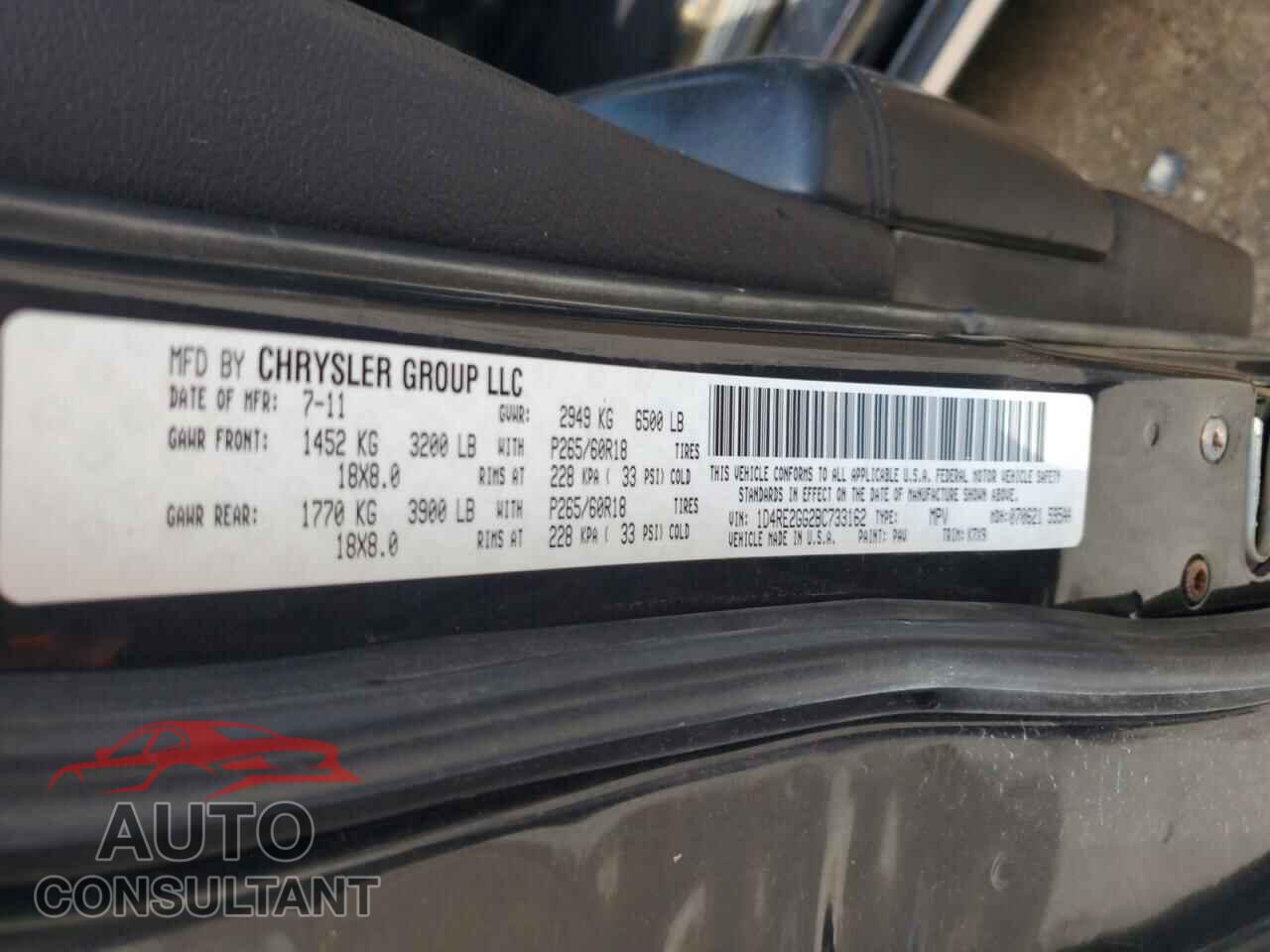 DODGE DURANGO 2011 - 1D4RE2GG2BC733162