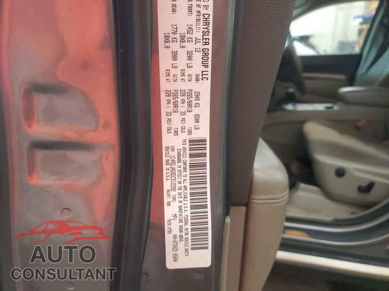 DODGE DURANGO 2013 - 1C4RDJAG9DC512292