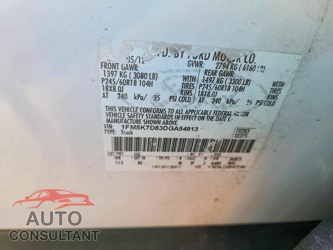 FORD EXPLORER 2013 - 1FM5K7D83DGA54913