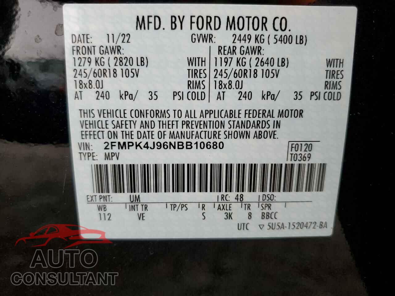 FORD EDGE 2022 - 2FMPK4J96NBB10680