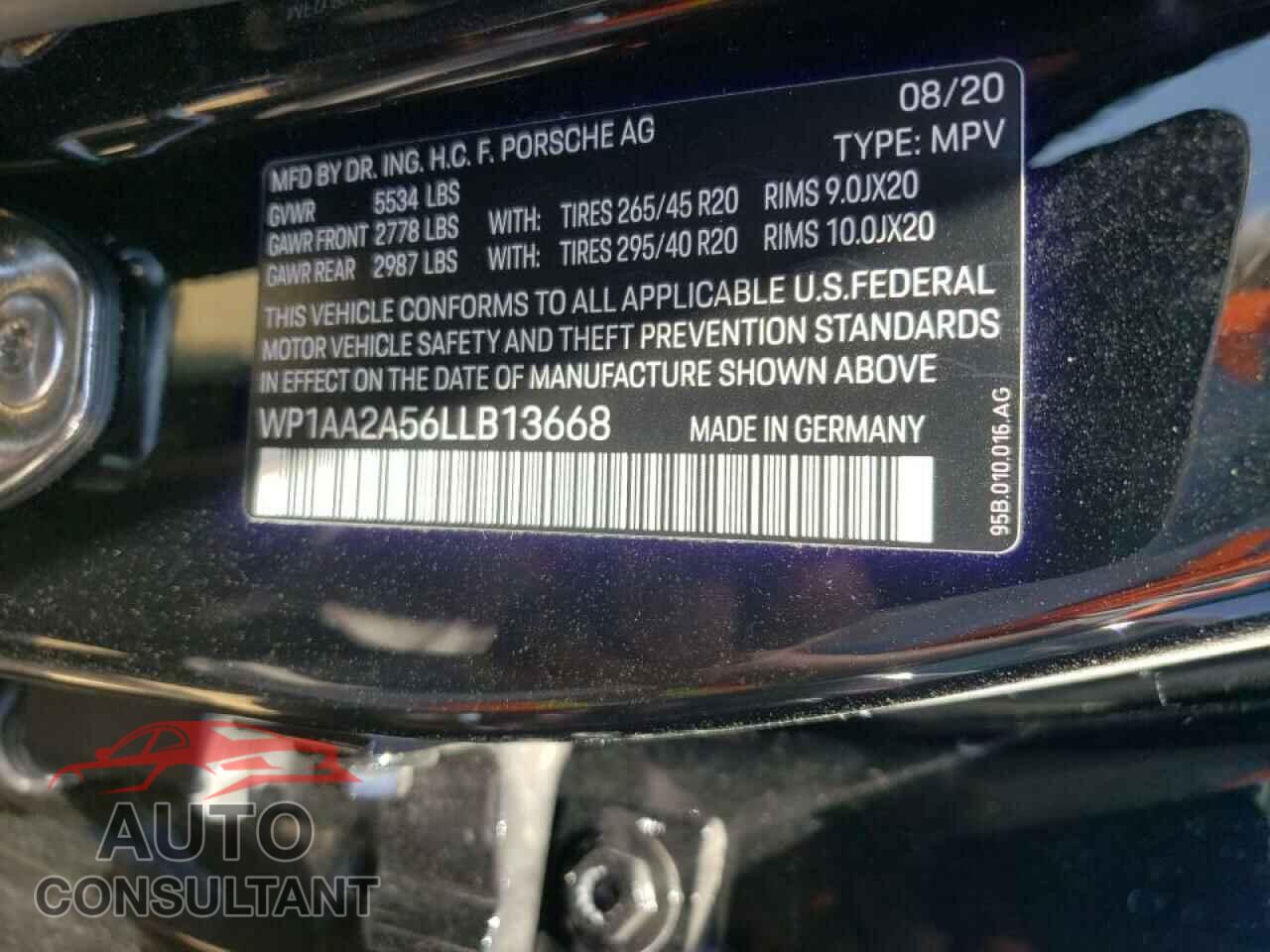 PORSCHE MACAN 2020 - WP1AA2A56LLB13668