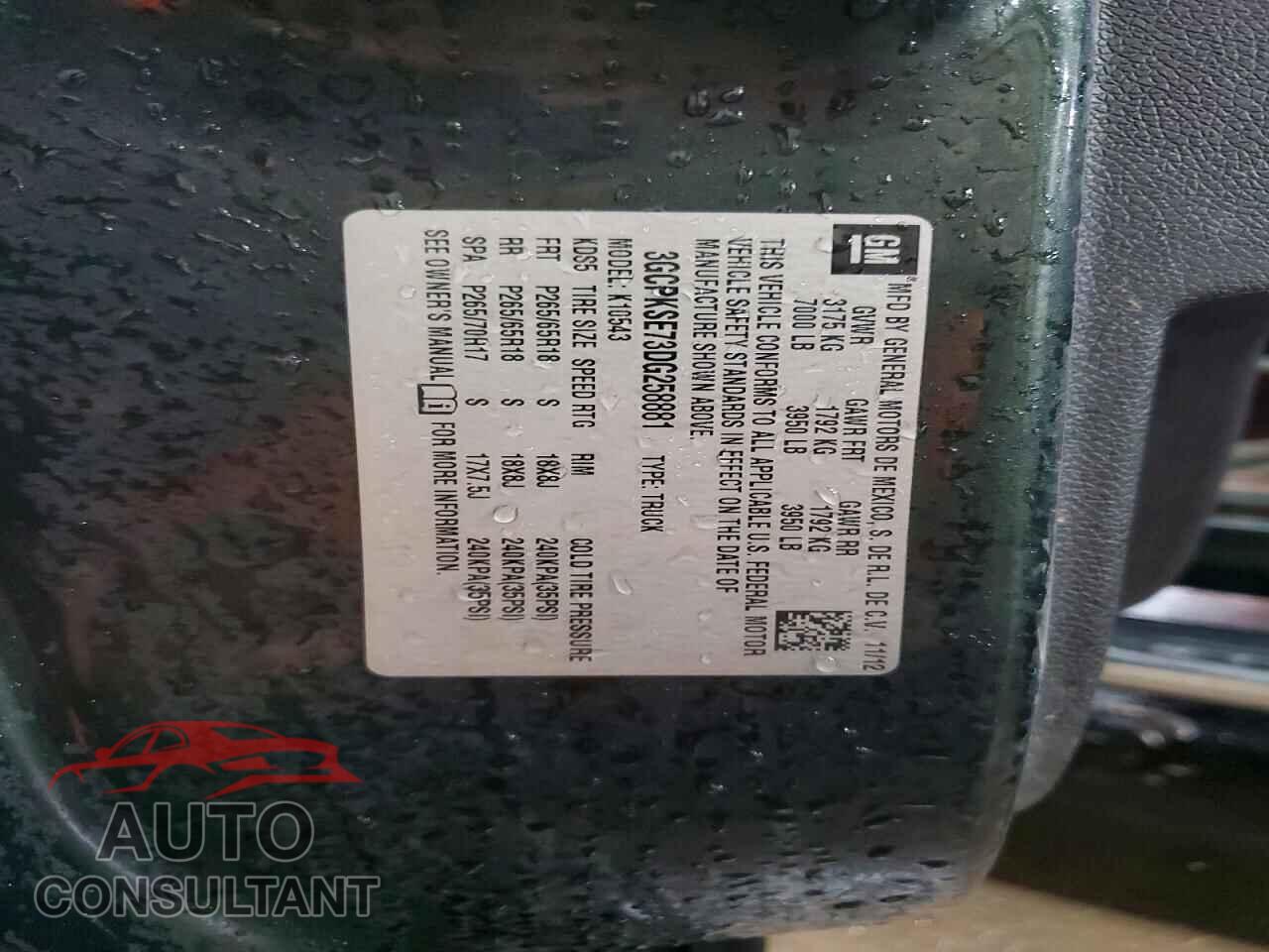 CHEVROLET SILVERADO 2013 - 3GCPKSE73DG258881