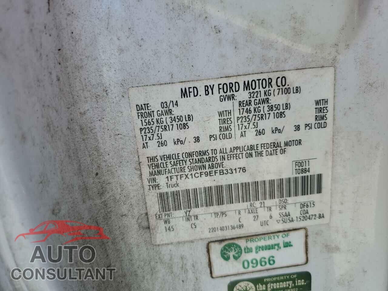 FORD F-150 2014 - 1FTFX1CF9EFB33176