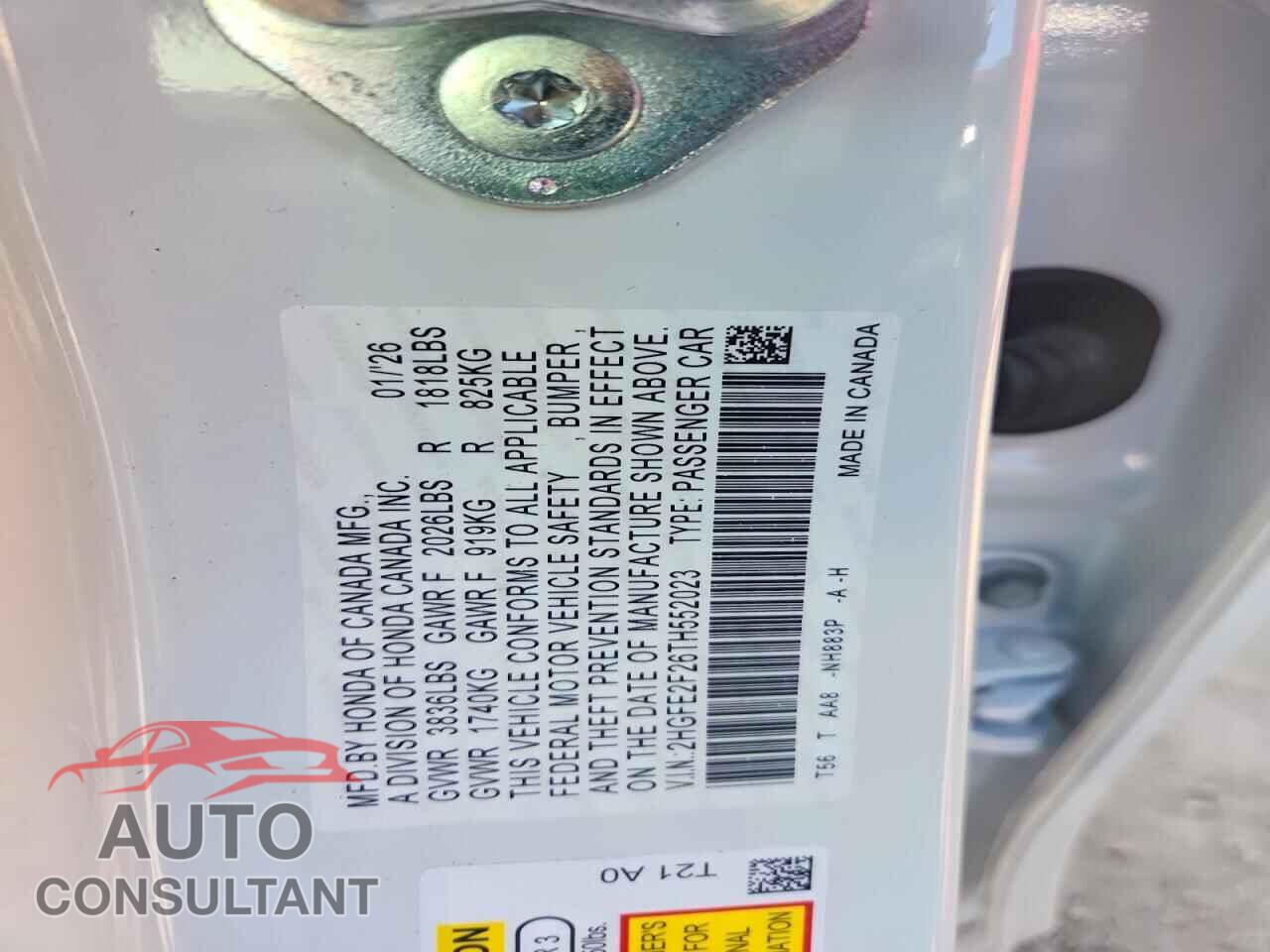 HONDA CIVIC 2026 - 2HGFE2F26TH552023
