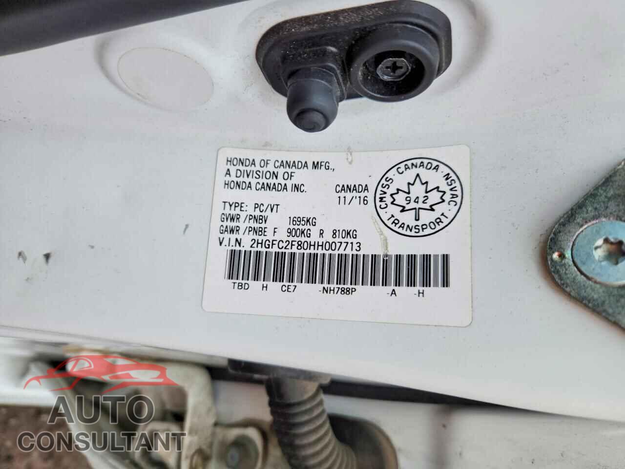 HONDA CIVIC 2017 - 2HGFC2F80HH007713