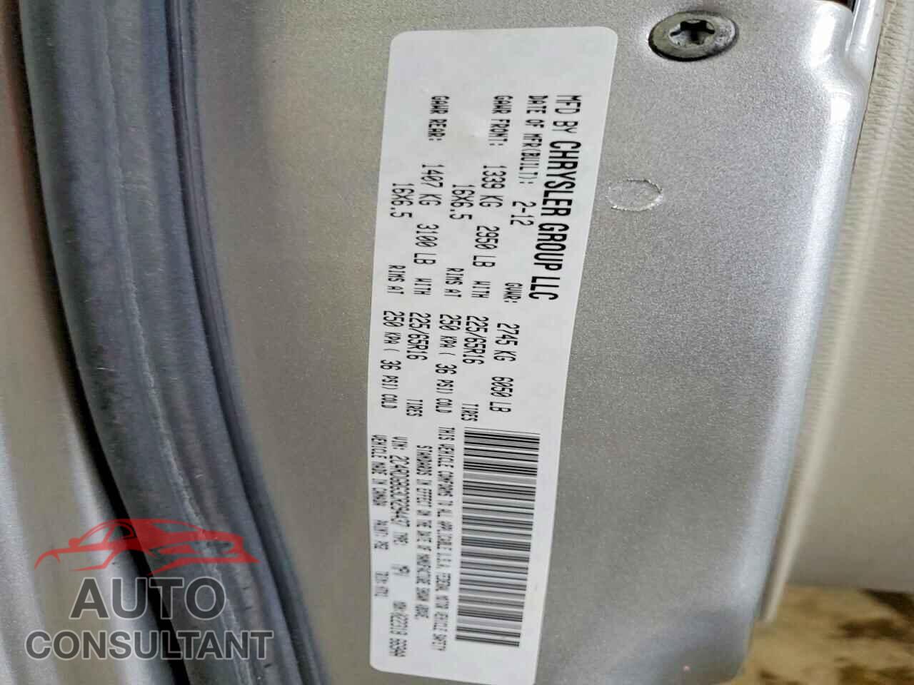 DODGE CARAVAN 2012 - 2C4RDGBG3CR294437