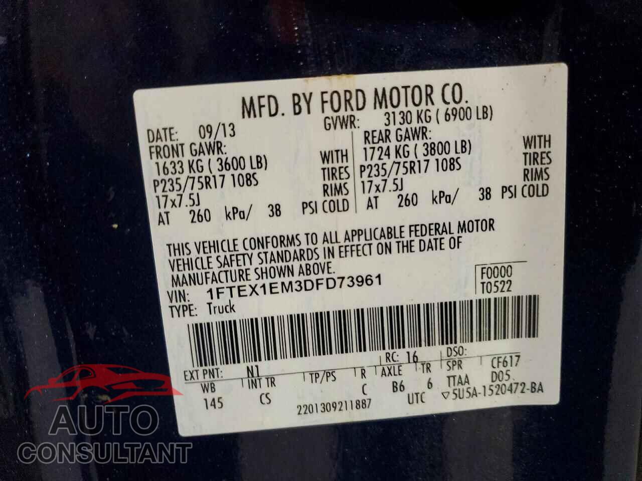 FORD F150 2013 - 1FTEX1EM3DFD73961