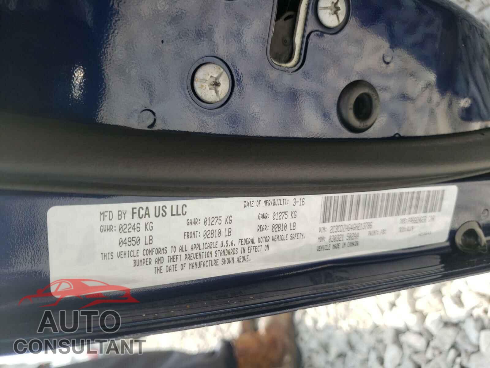 DODGE CHALLENGER 2016 - 2C3CDZAG4GH213786