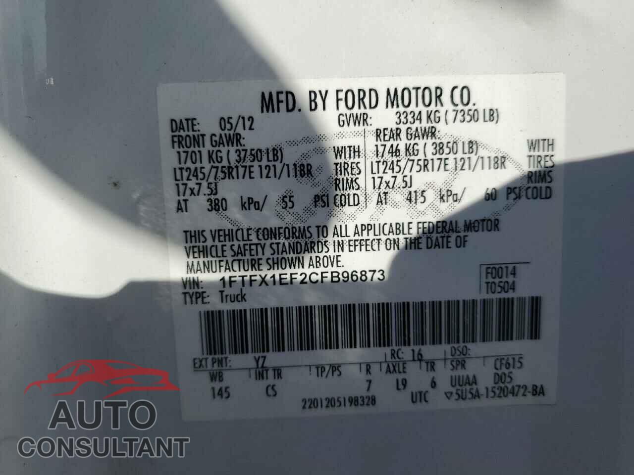 FORD F150 2012 - 1FTFX1EF2CFB96873