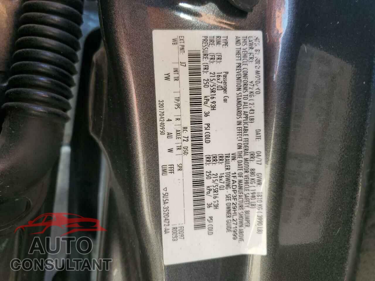 FORD FOCUS 2017 - 1FADP3F29HL271999