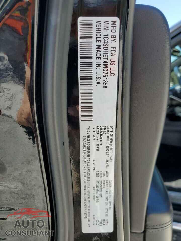 DODGE DURANGO 2021 - 1C4SDHET4MC761858
