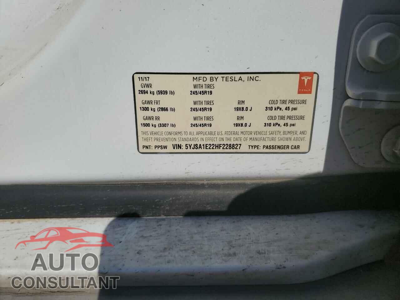 TESLA MODEL S 2017 - 5YJSA1E22HF228827