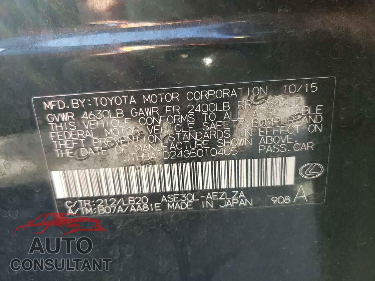 LEXUS IS 2016 - JTHBA1D24G5010405