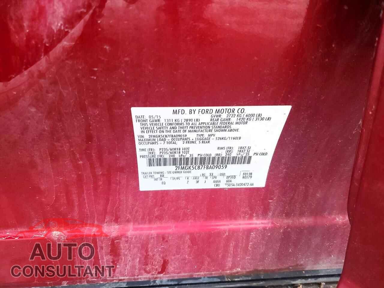 FORD FLEX 2015 - 2FMGK5C87FBA09059