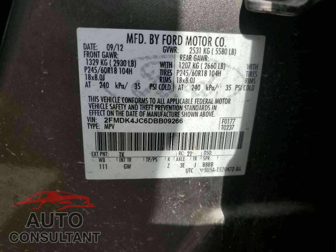 FORD EDGE 2013 - 2FMDK4JC6DBB09266