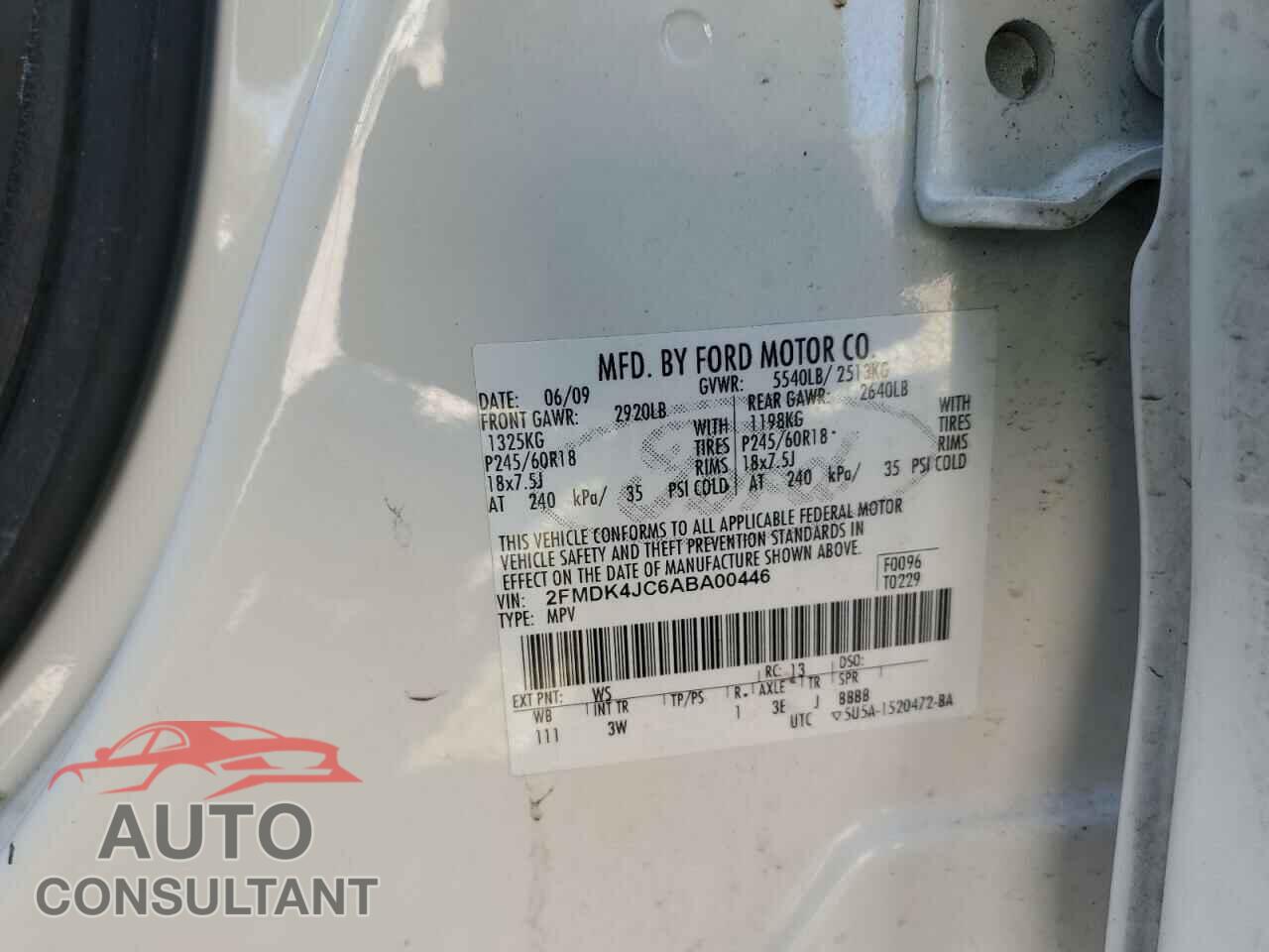 FORD EDGE 2010 - 2FMDK4JC6ABA00446