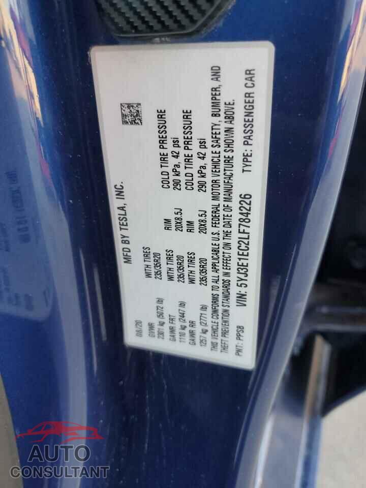 TESLA MODEL 3 2020 - 5YJ3E1EC2LF784226