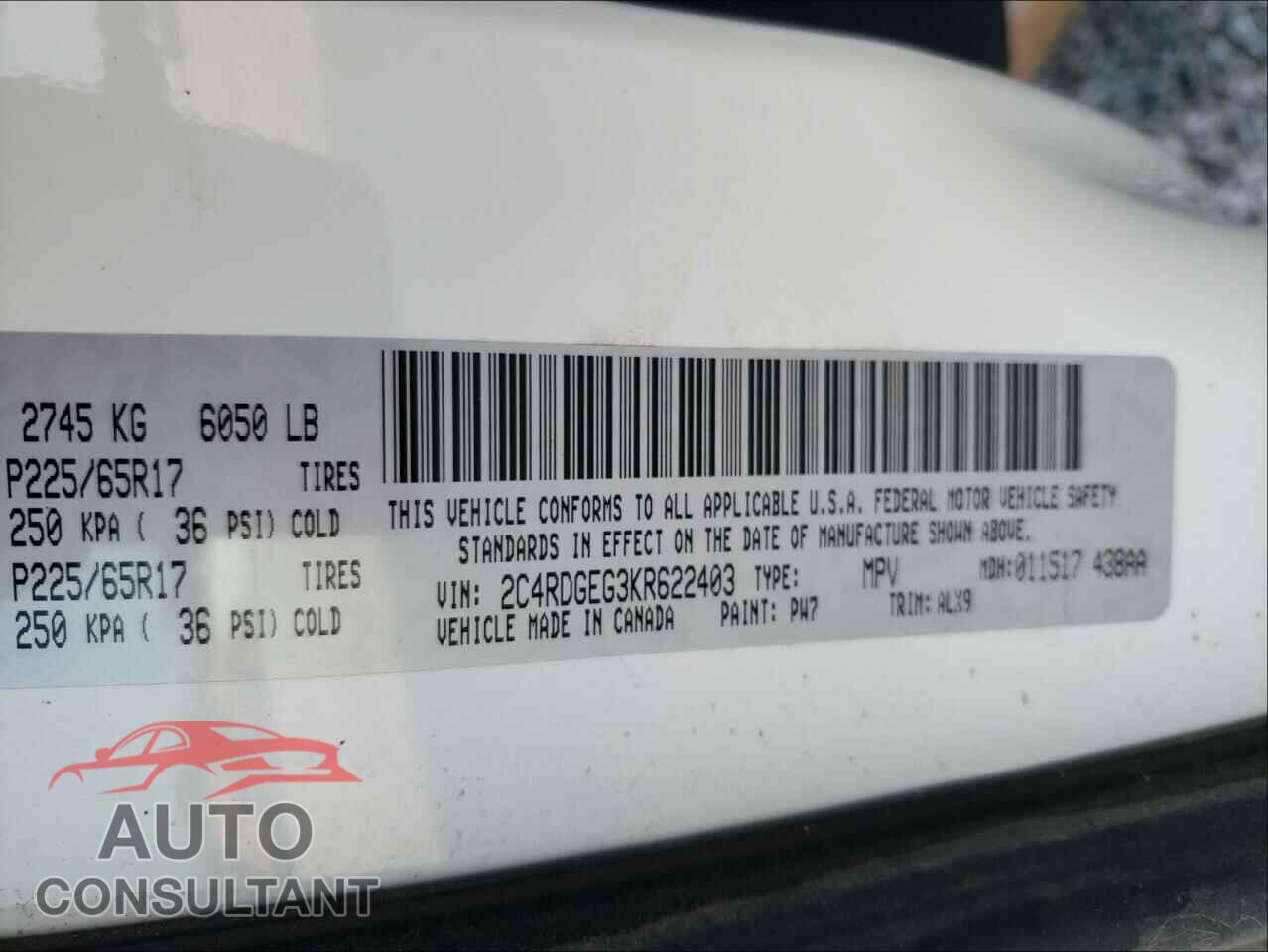 DODGE GRAND CARA 2019 - 2C4RDGEG3KR622403