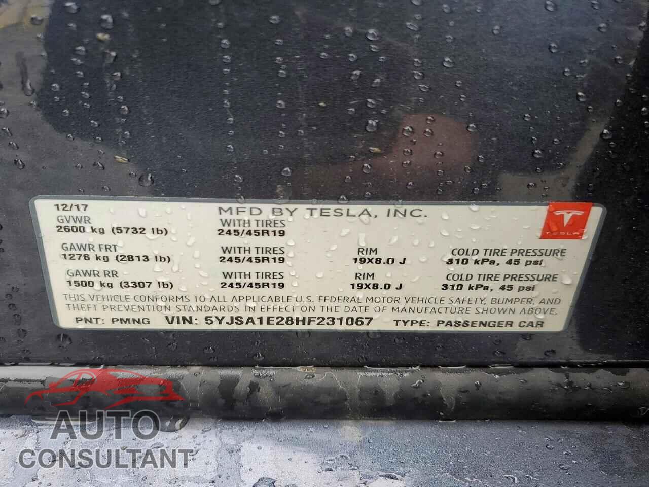 TESLA MODEL S 2017 - 5YJSA1E28HF231067
