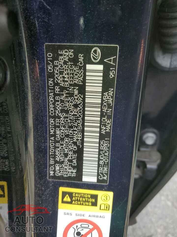 LEXUS HS 2010 - JTHBB1BA8A2036392