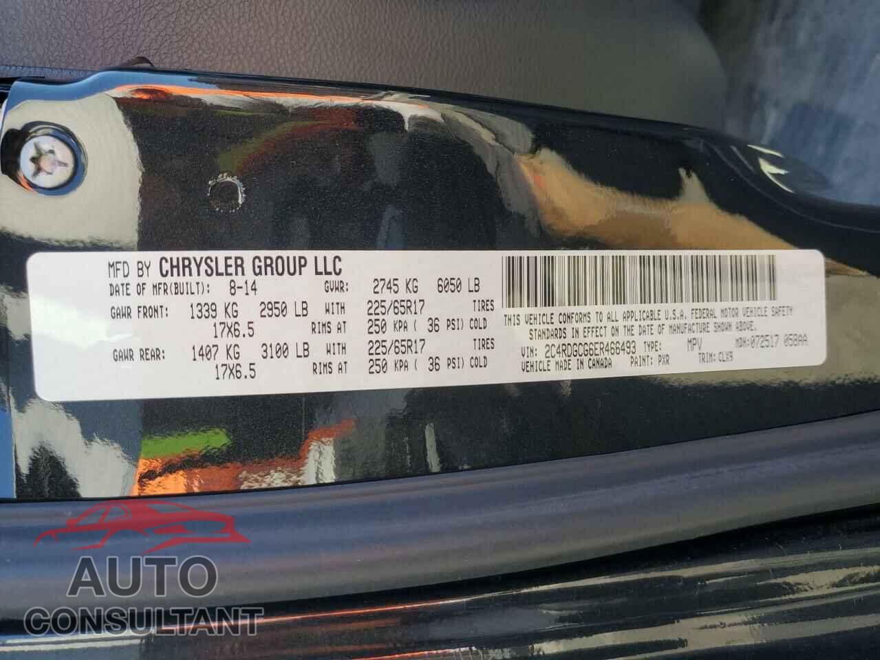 DODGE CARAVAN 2014 - 2C4RDGCG6ER466493
