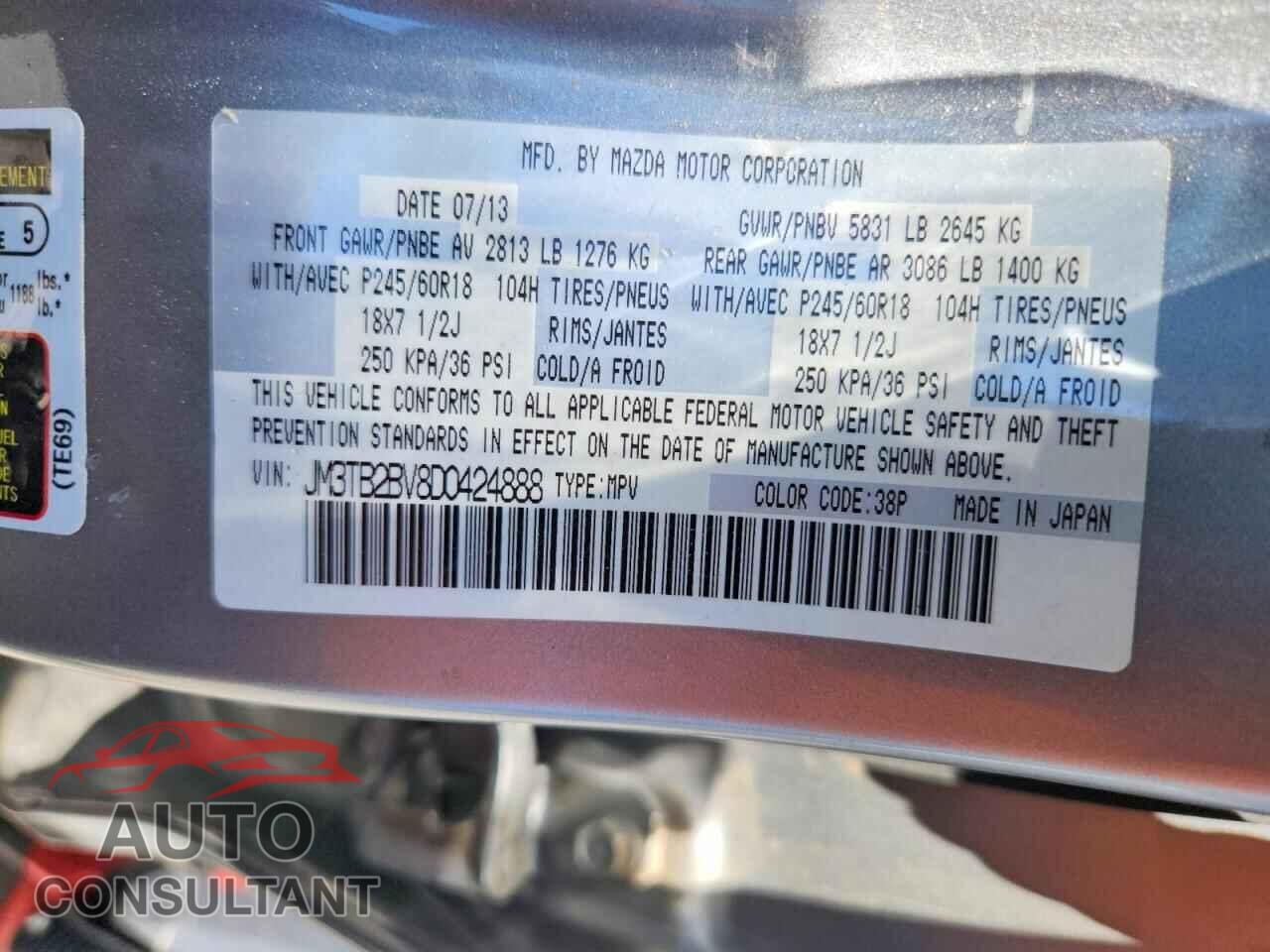 MAZDA CX-9 2013 - JM3TB2BV8D0424888