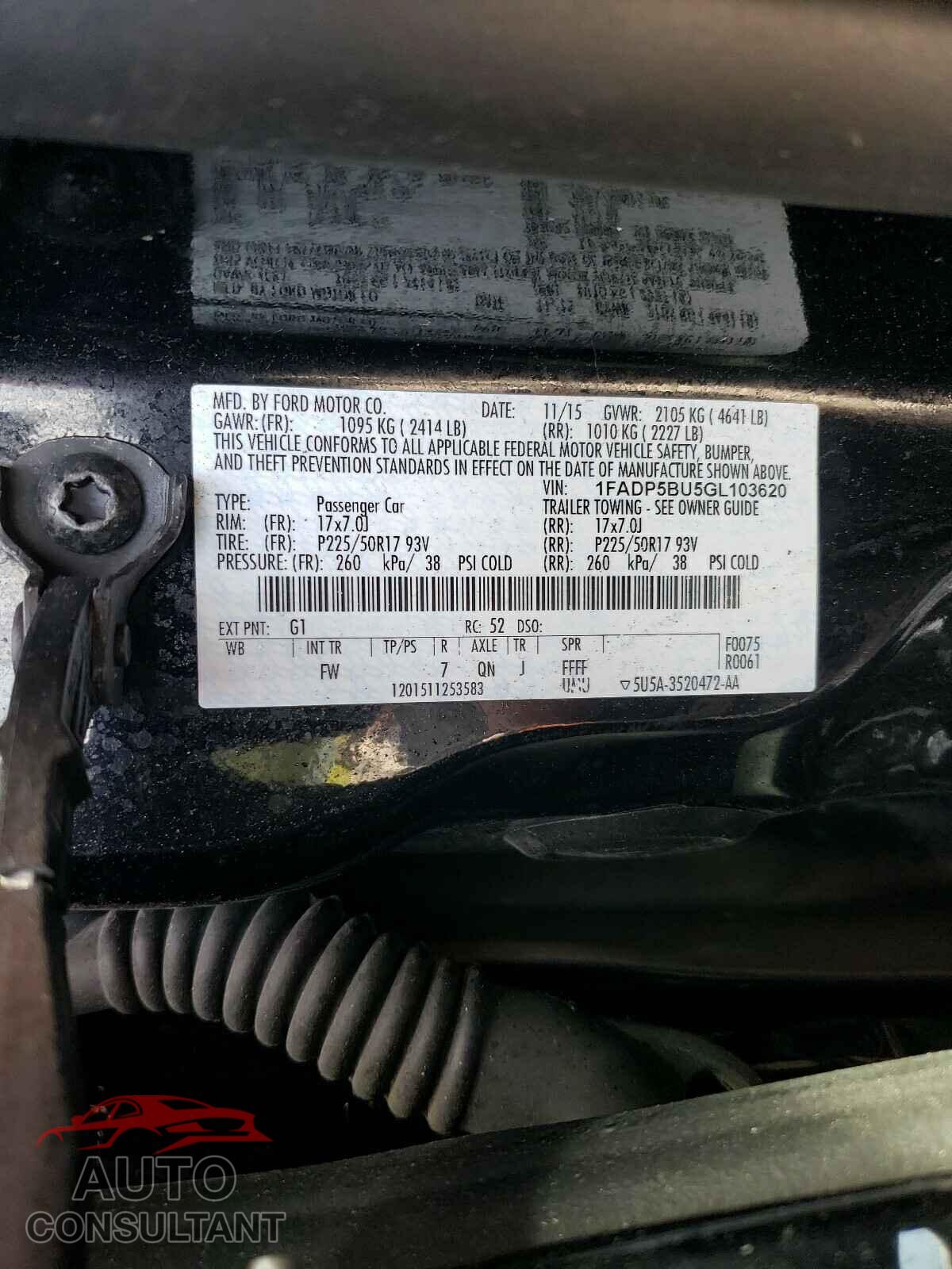FORD CMAX 2016 - 1FADP5BU5GL103620