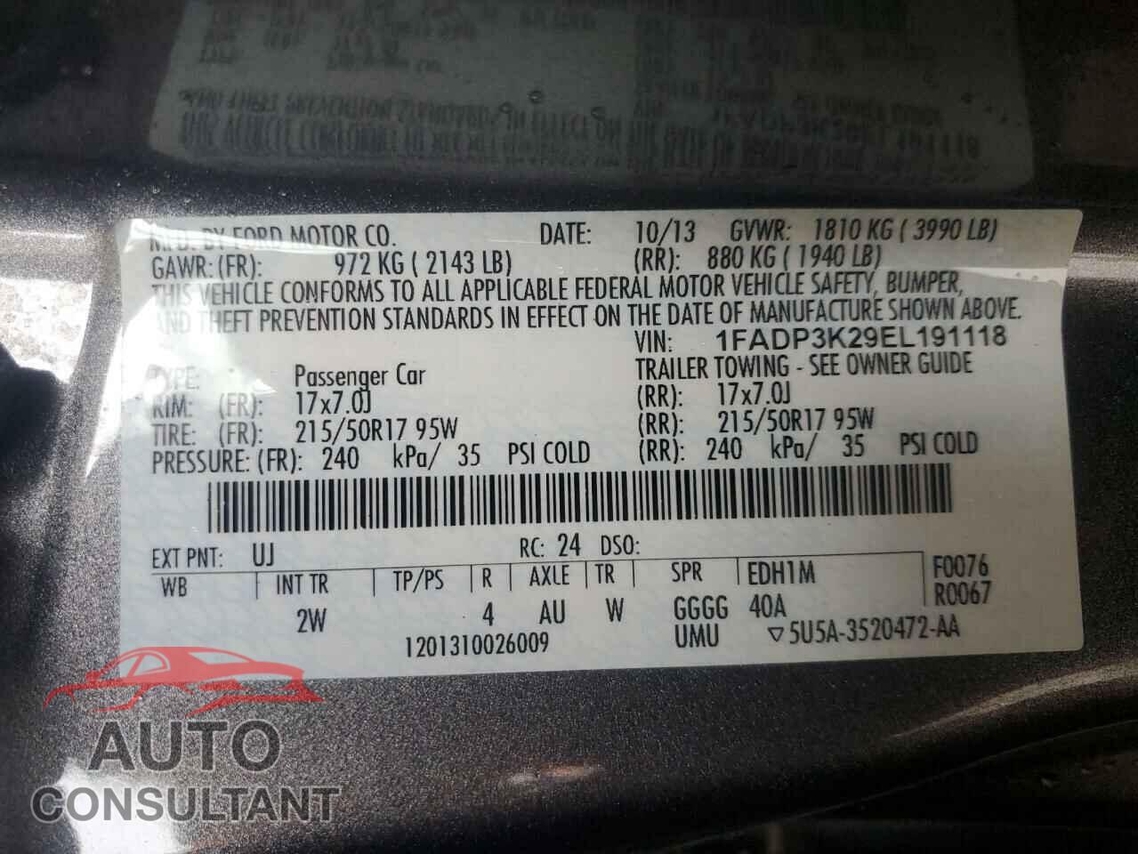 FORD FOCUS 2014 - 1FADP3K29EL191118
