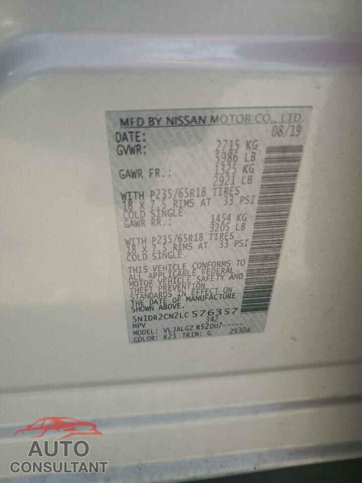 NISSAN PATHFINDER 2020 - 5N1DR2CN2LC576357