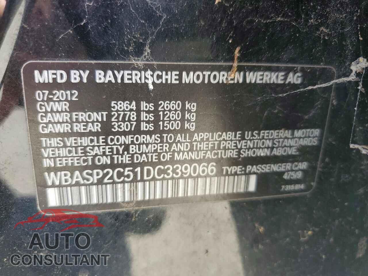 BMW 5 SERIES 2013 - WBASP2C51DC339066