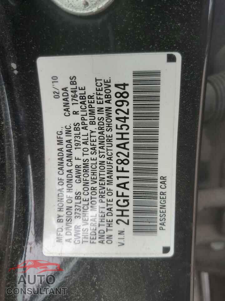 HONDA CIVIC 2010 - 2HGFA1F82AH542984