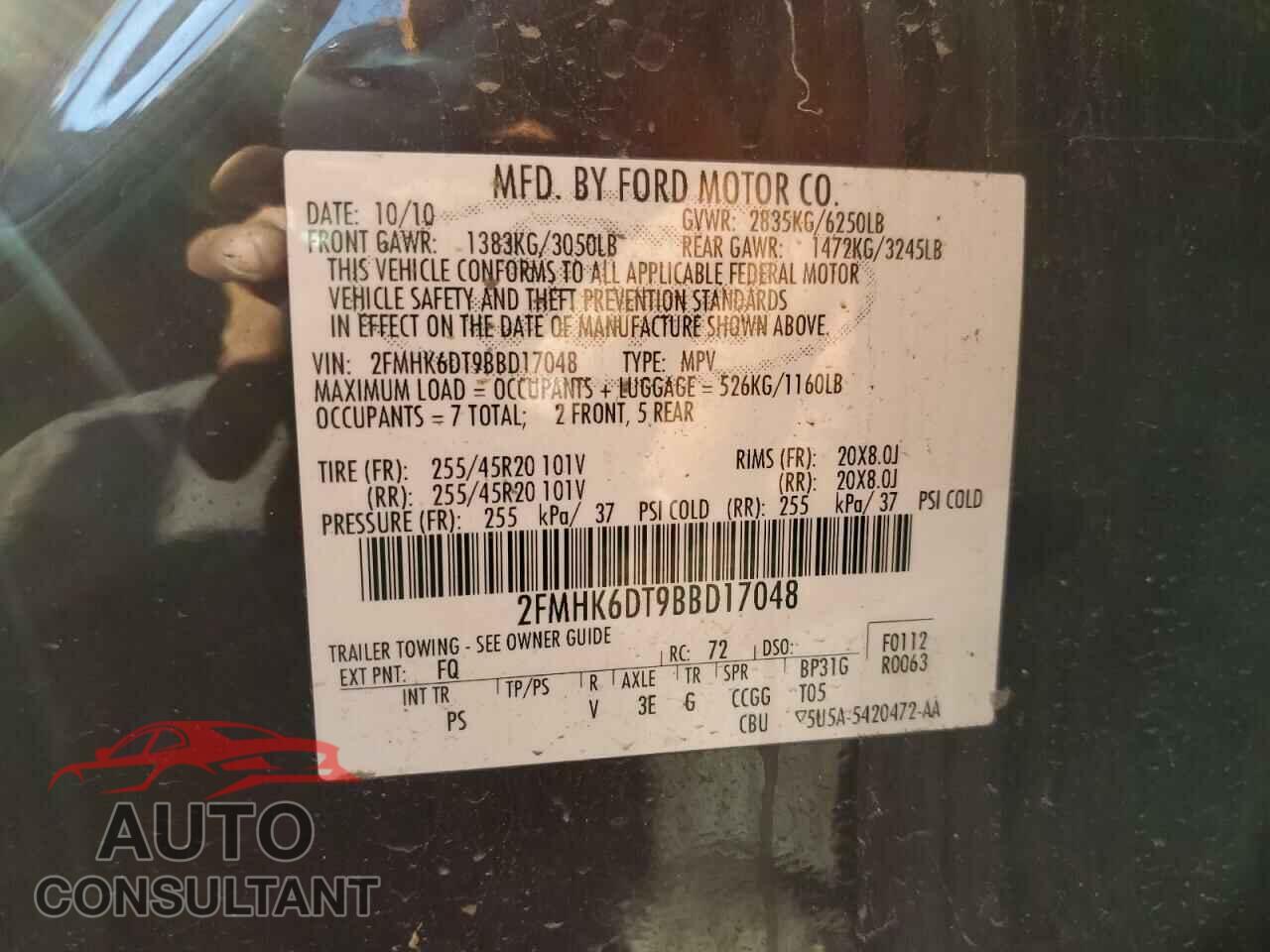 FORD FLEX 2011 - 2FMHK6DT9BBD17048