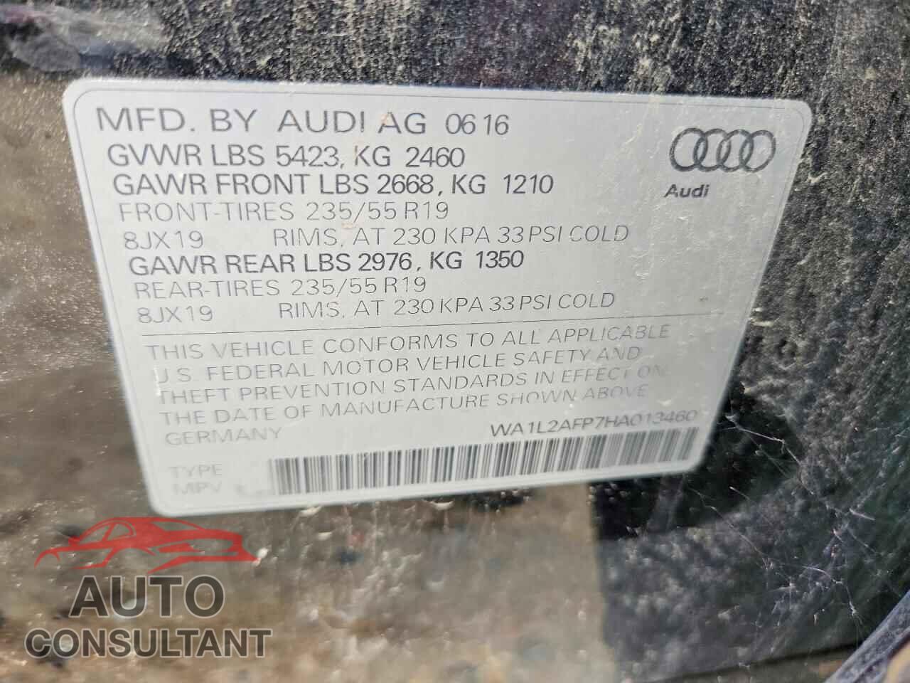 AUDI Q5 2017 - WA1L2AFP7HA013460