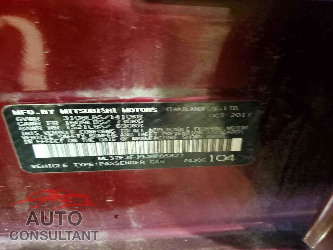 MITSUBISHI MIRAGE 2018 - ML32F3FJ9JHF05827