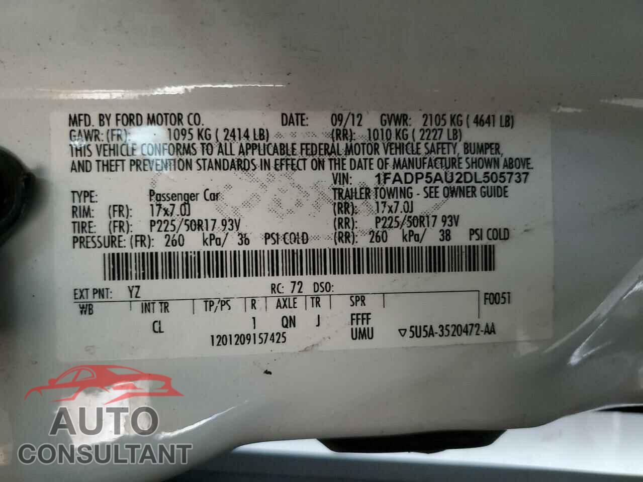 FORD CMAX 2013 - 1FADP5AU2DL505737