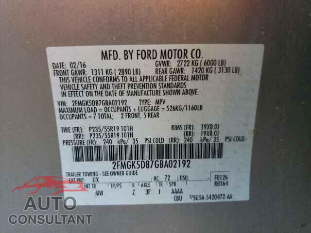 FORD FLEX 2016 - 2FMGK5D87GBA02192