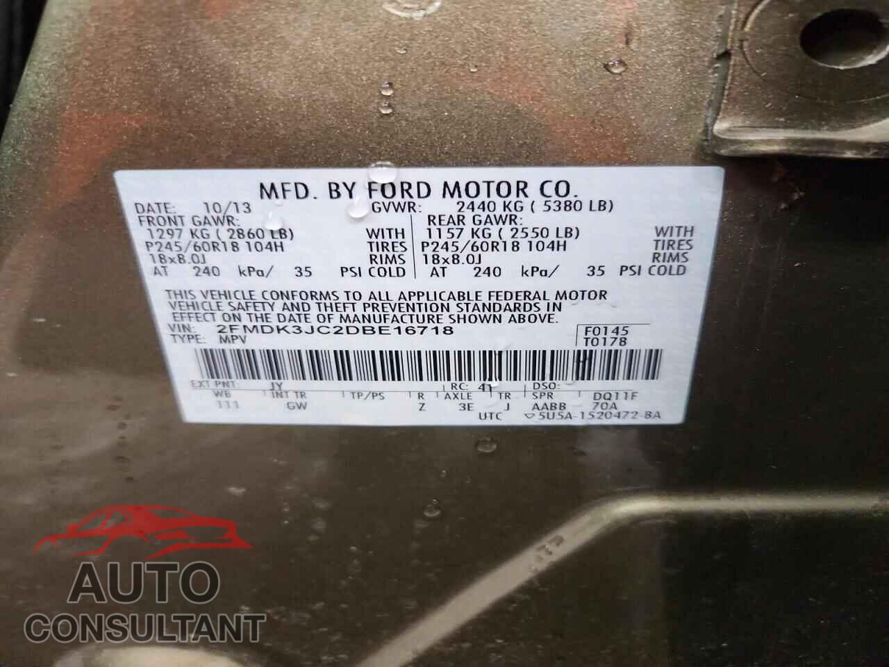 FORD EDGE 2013 - 2FMDK3JC2DBE16718