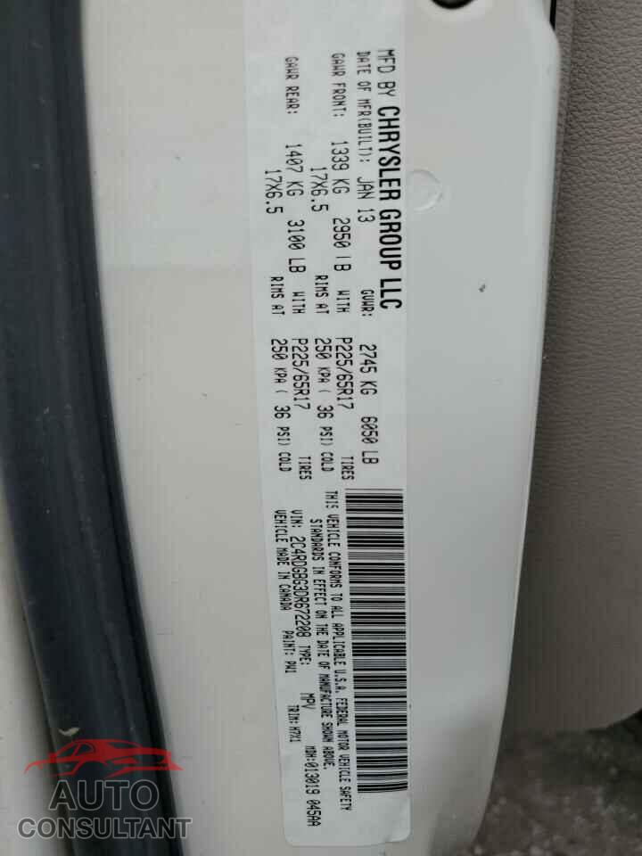 DODGE CARAVAN 2013 - 2C4RDGBG3DR672208