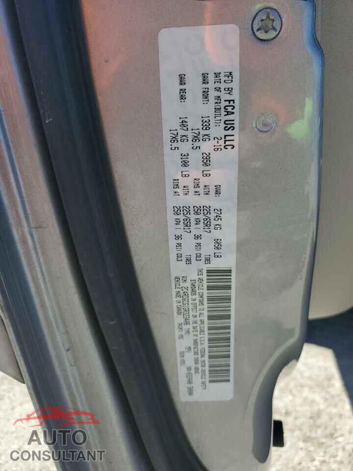 DODGE CARAVAN 2016 - 2C4RDGCG1GR323406