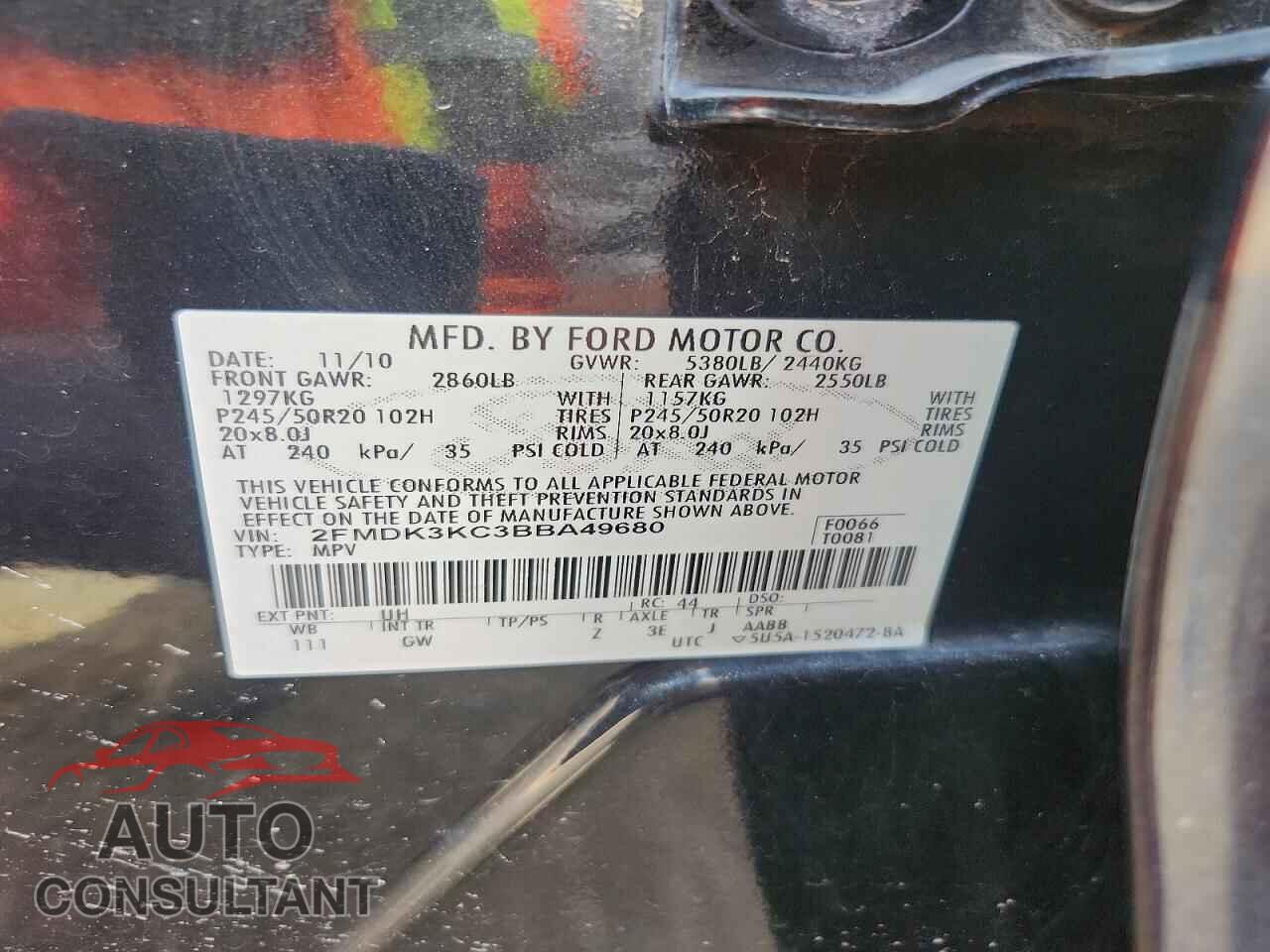 FORD EDGE 2011 - 2FMDK3KC3BBA49680