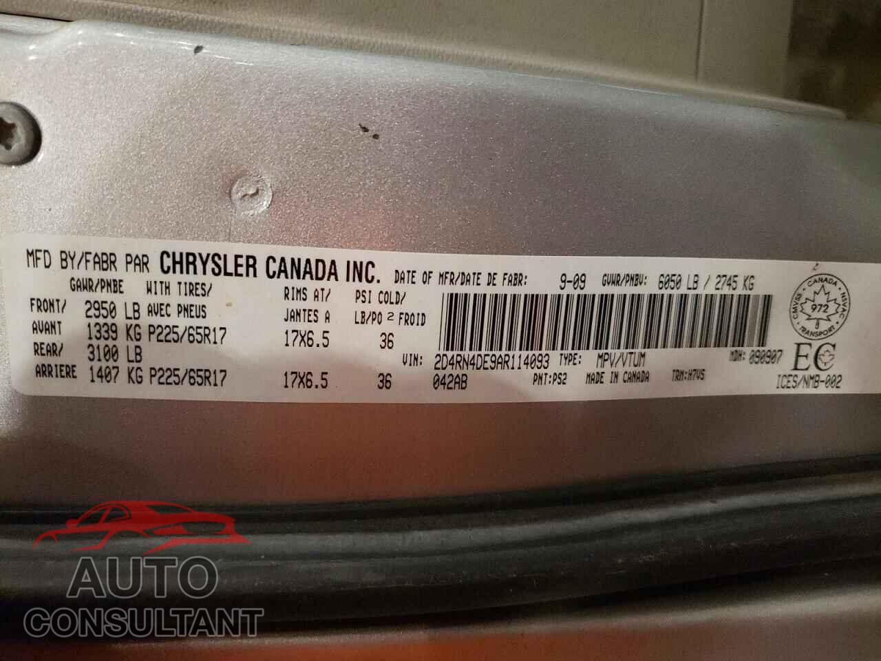 DODGE CARAVAN 2010 - 2D4RN4DE9AR114093