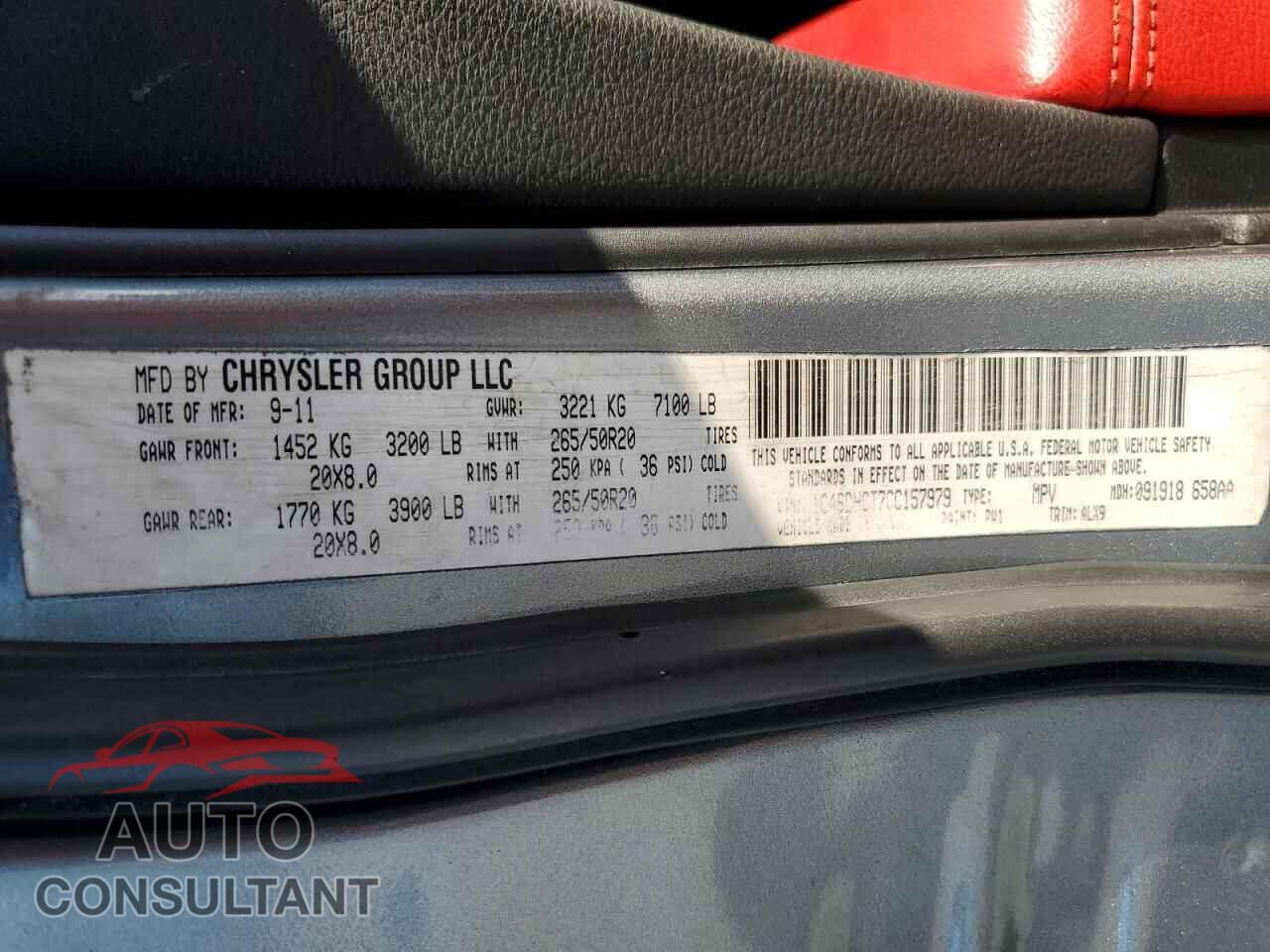 DODGE DURANGO 2012 - 1C4SDHCT7CC157979