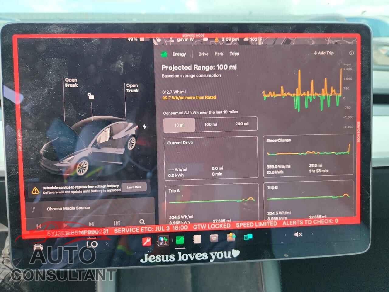 TESLA MODEL 3 2021 - 5YJ3E1EB5MF990231