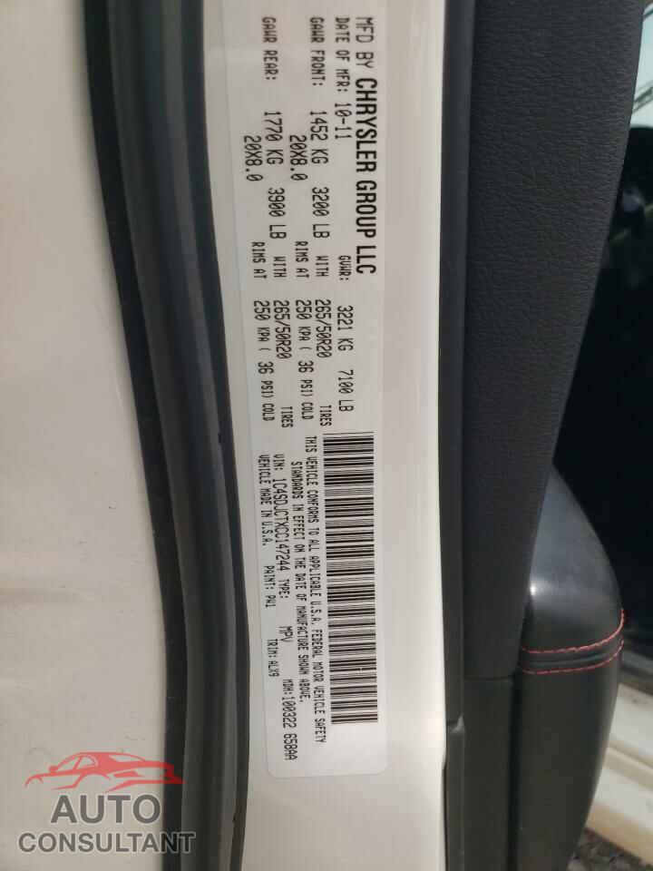 DODGE DURANGO 2012 - 1C4SDJCTXCC147244