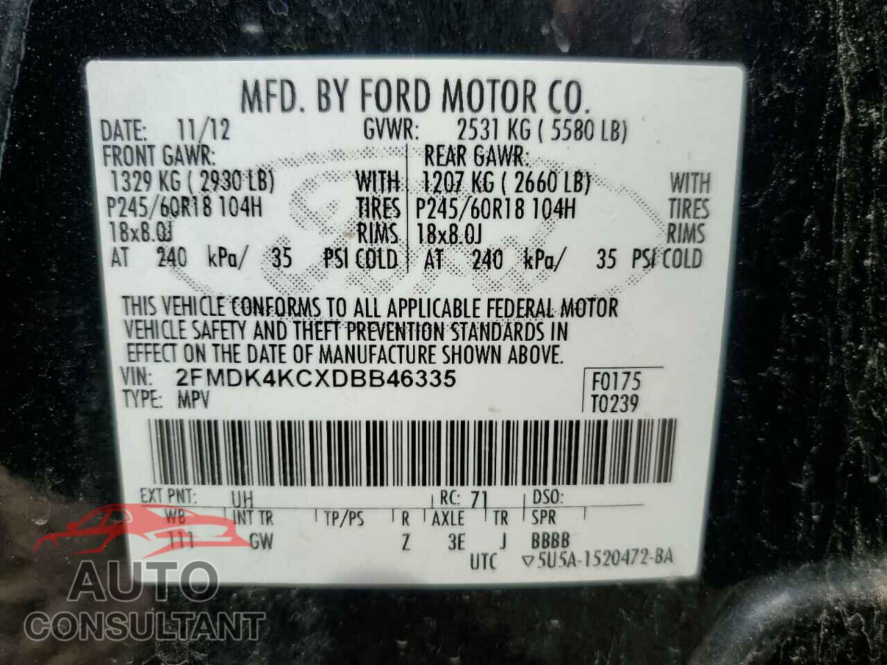 FORD EDGE 2013 - 2FMDK4KCXDBB46335
