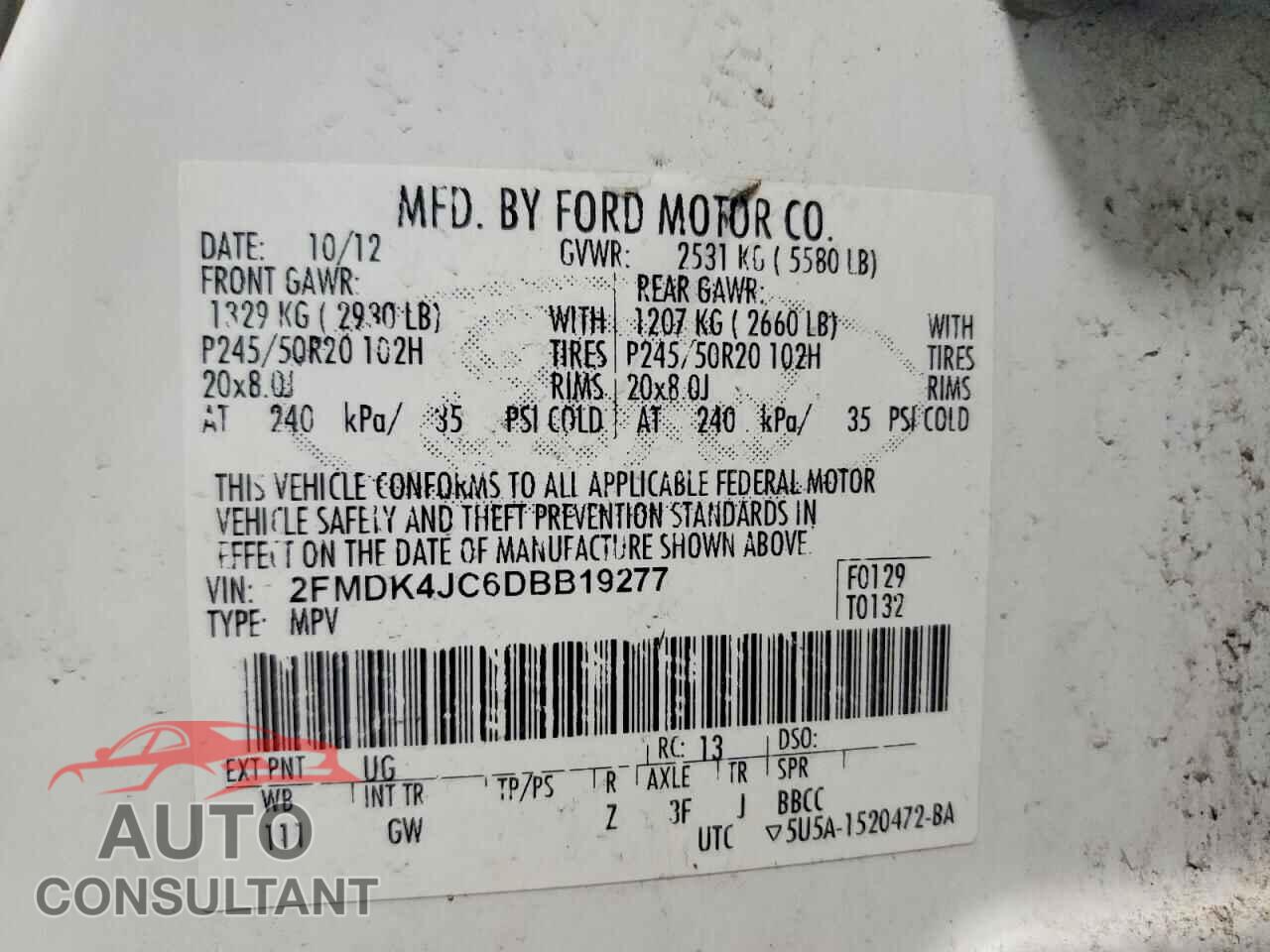 FORD EDGE 2013 - 2FMDK4JC6DBB19277