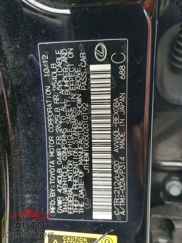 LEXUS ES300 2013 - JTHBW1GG5D2010192