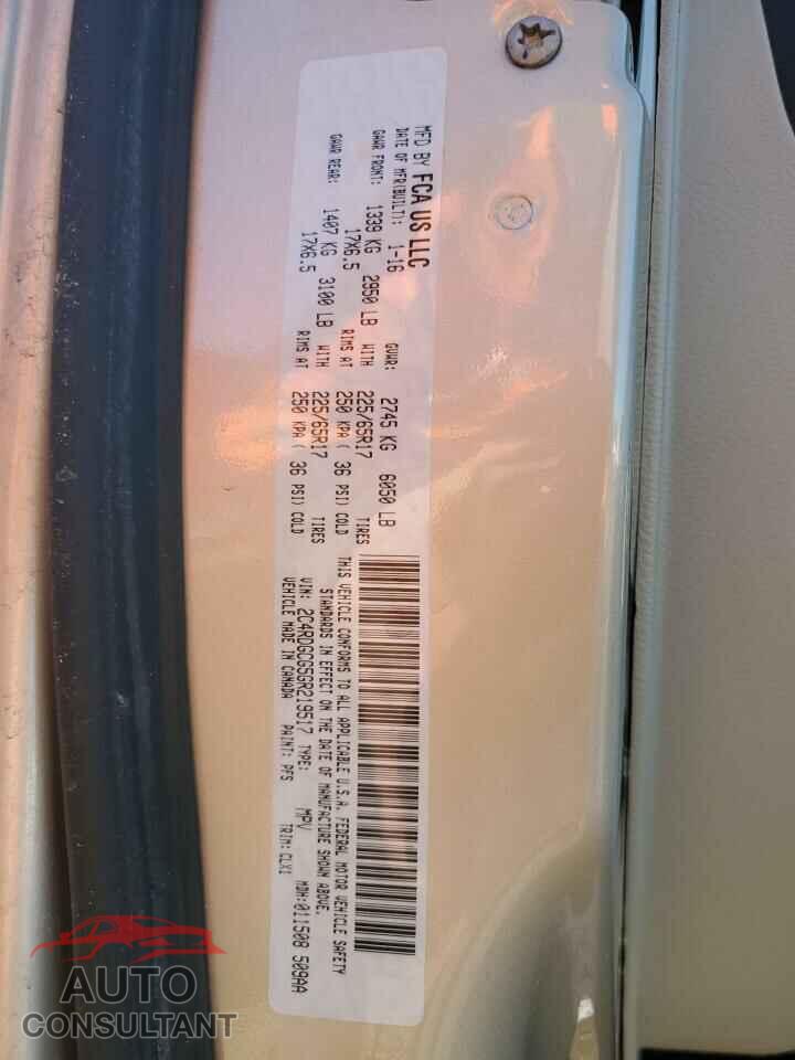 DODGE CARAVAN 2016 - 2C4RDGCG5GR219517