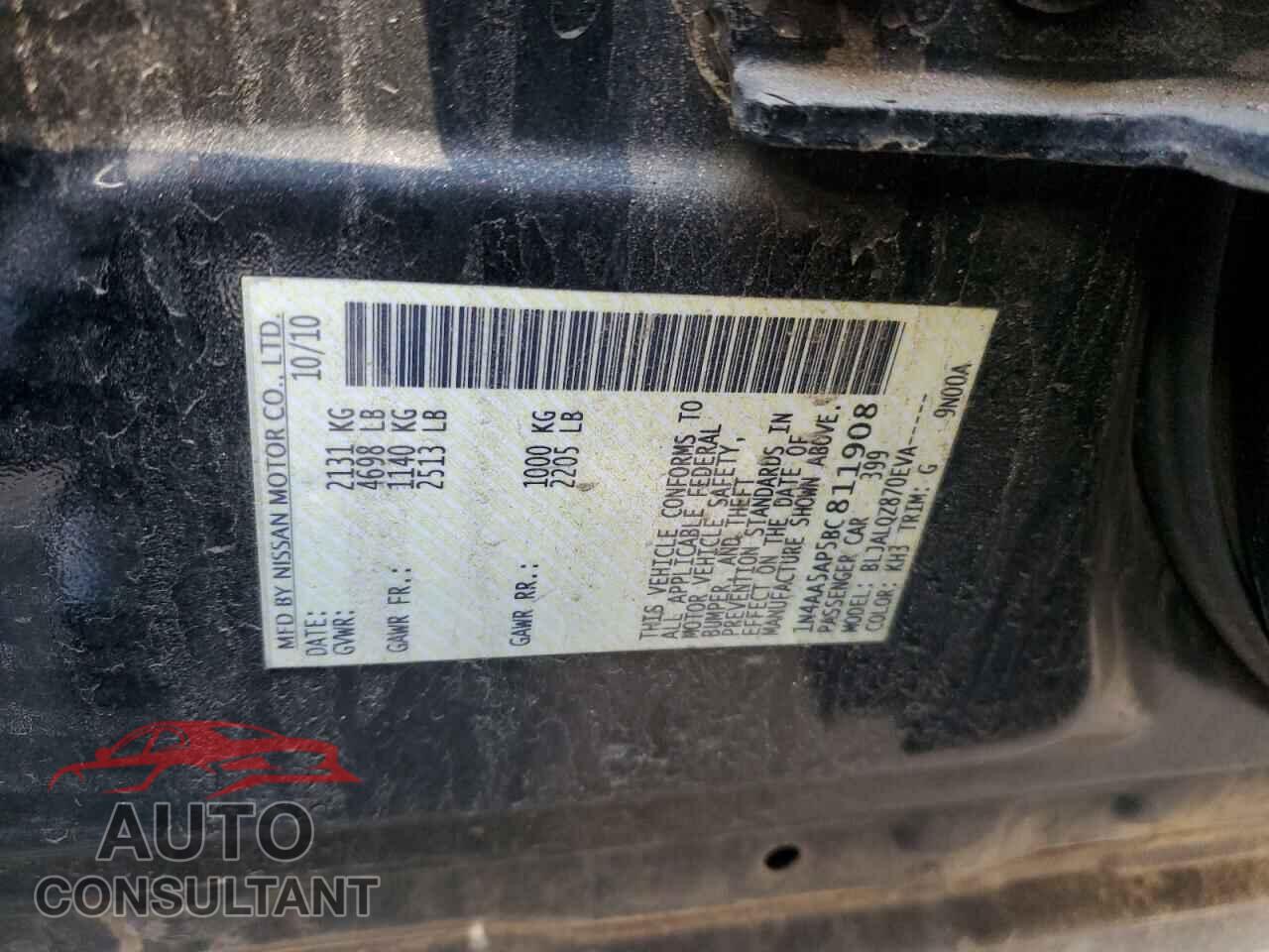NISSAN MAXIMA 2011 - 1N4AA5AP5BC811908