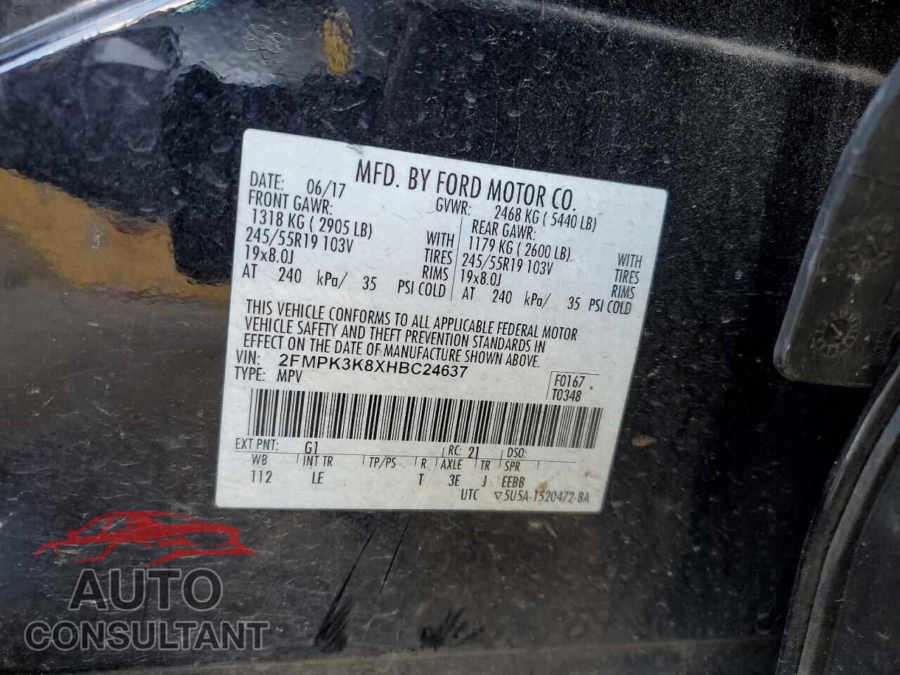 FORD EDGE 2017 - 2FMPK3K8XHBC24637